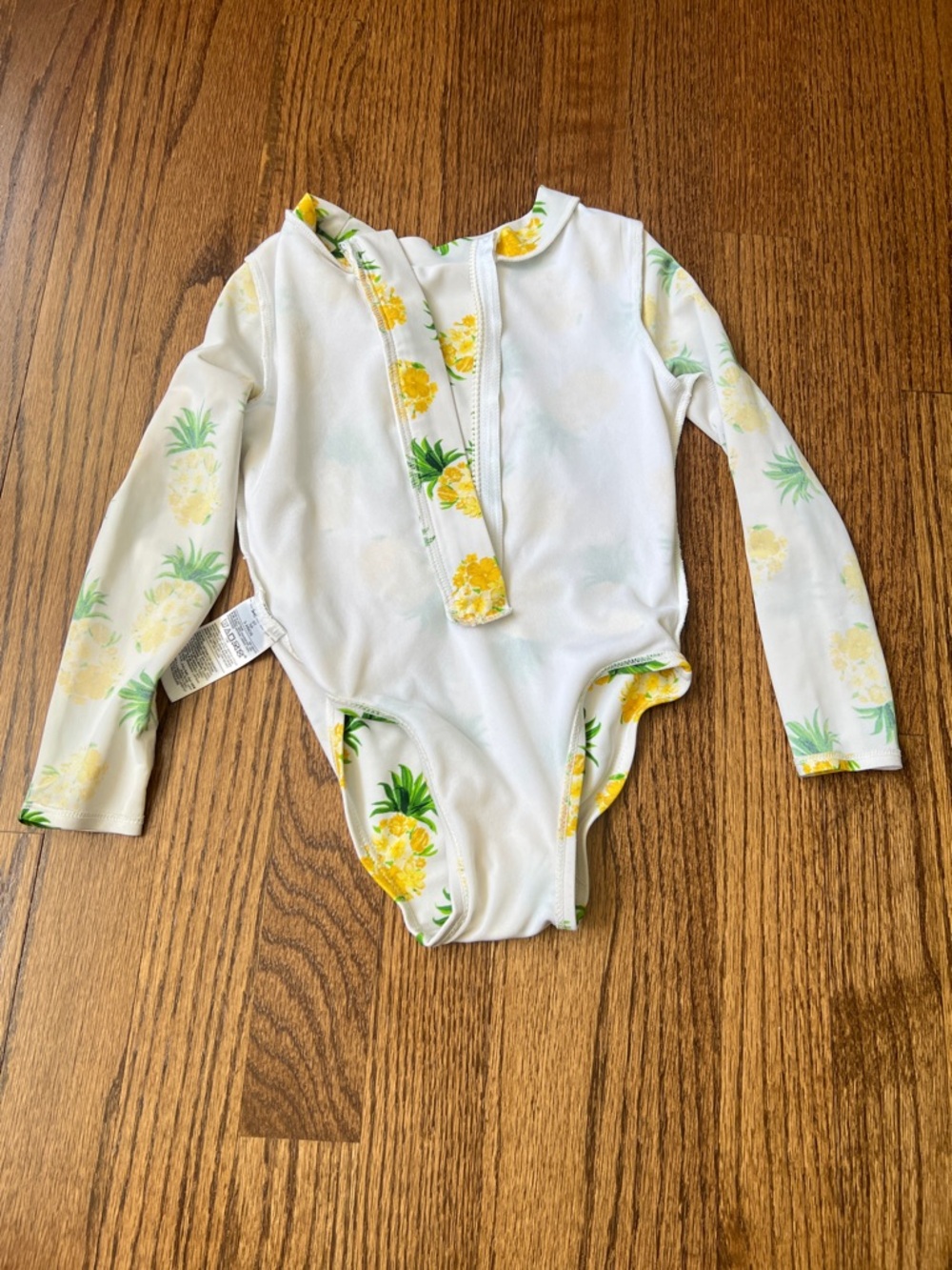Old Navy Girls White Long-Sleeve One-Piece Swimsuit with Yellow Pineapple Print - Picture 8 of 8